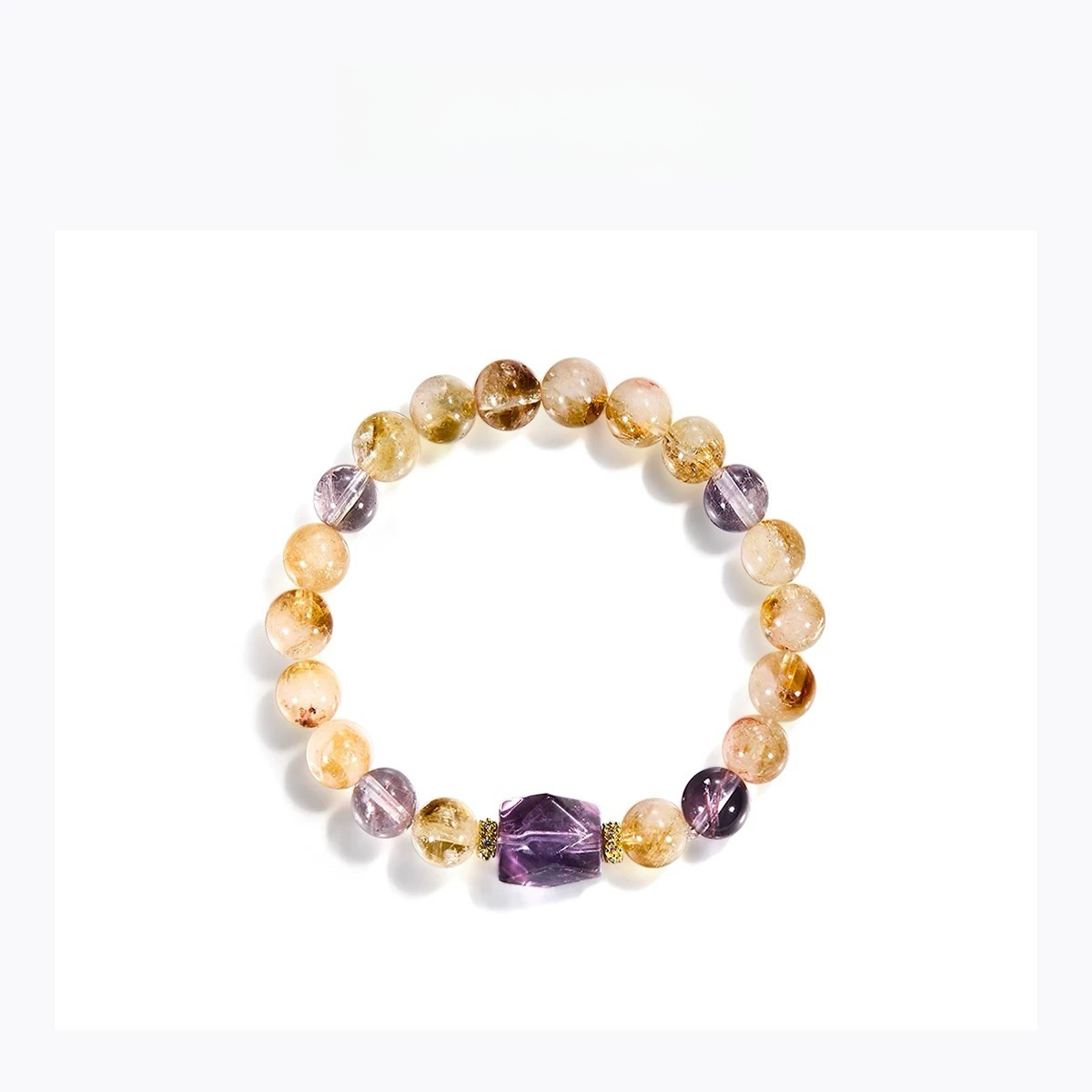 Yellow Tower Crystal Purple Crystal Lucky Wealth Bracelet - Natural Energy&Handmade