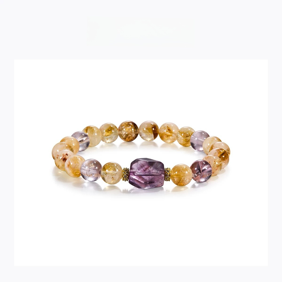 Yellow Tower Crystal Purple Crystal Lucky Wealth Bracelet - Natural Energy&Handmade