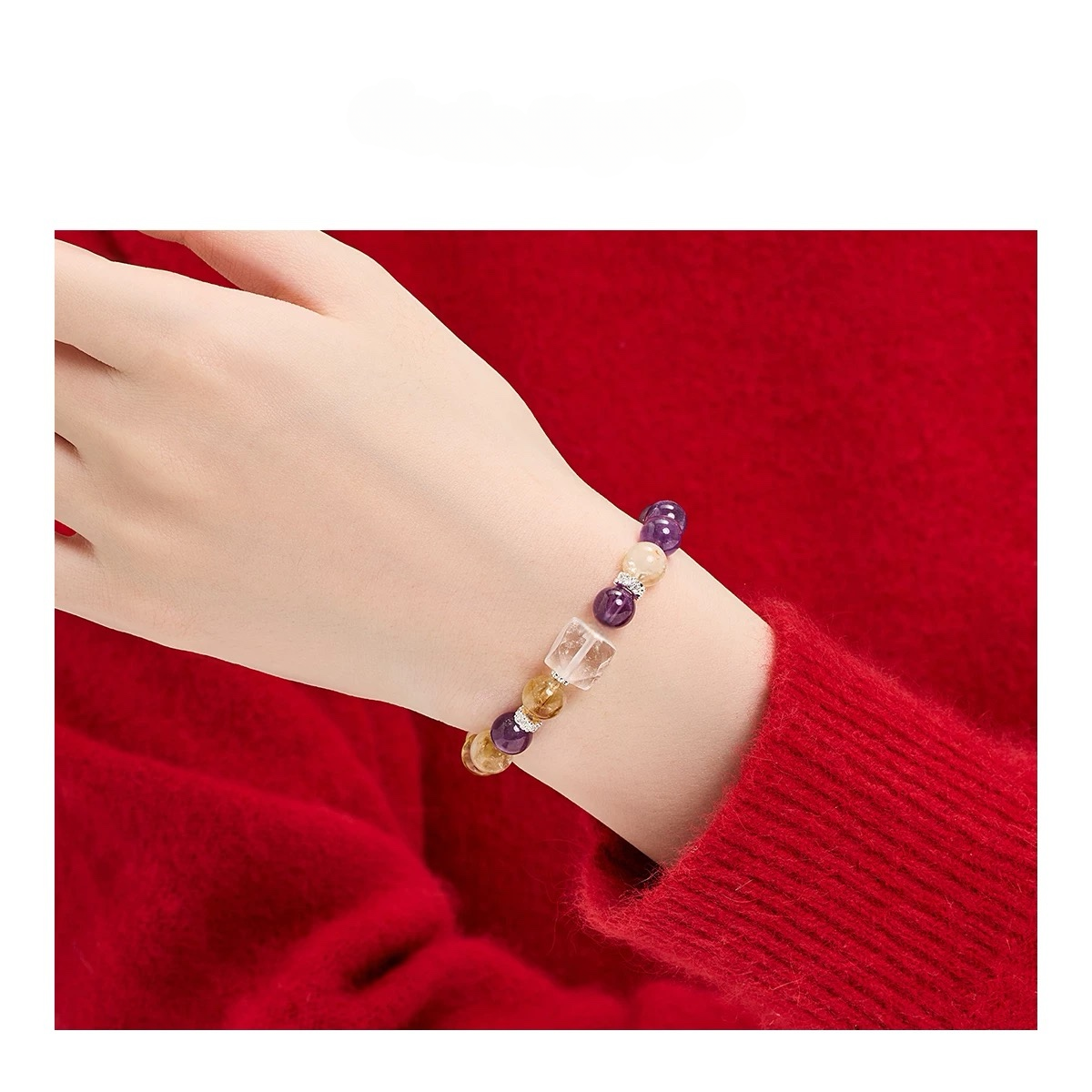 Yellow Tower Crystal Purple Crystal Lucky Wealth Bracelet - Natural Energy&Handmade