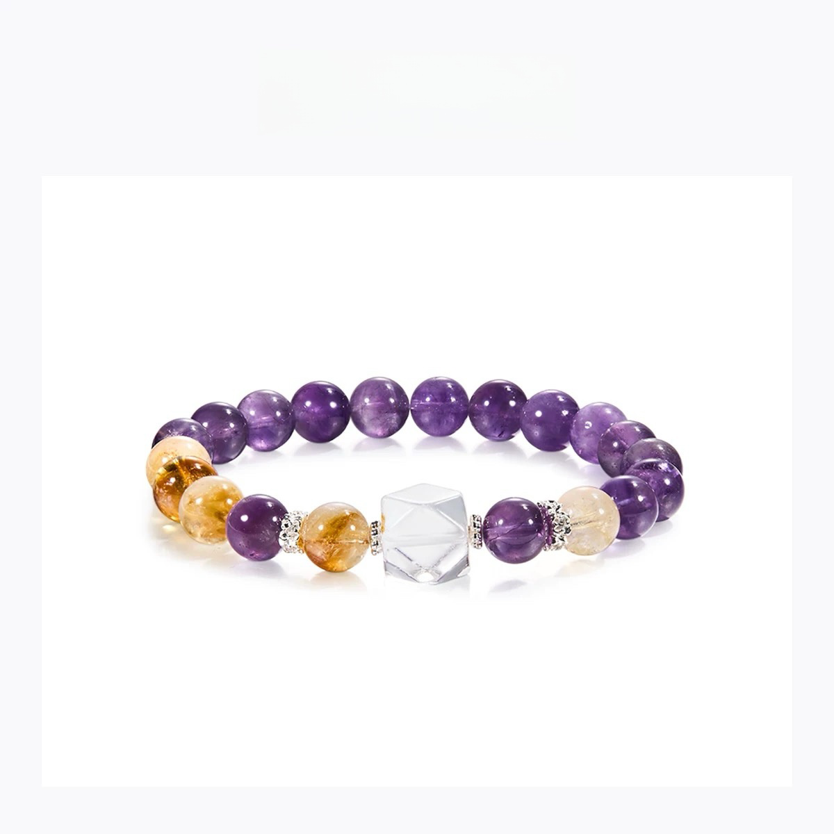 Yellow Tower Crystal Purple Crystal Lucky Wealth Bracelet - Natural Energy&Handmade