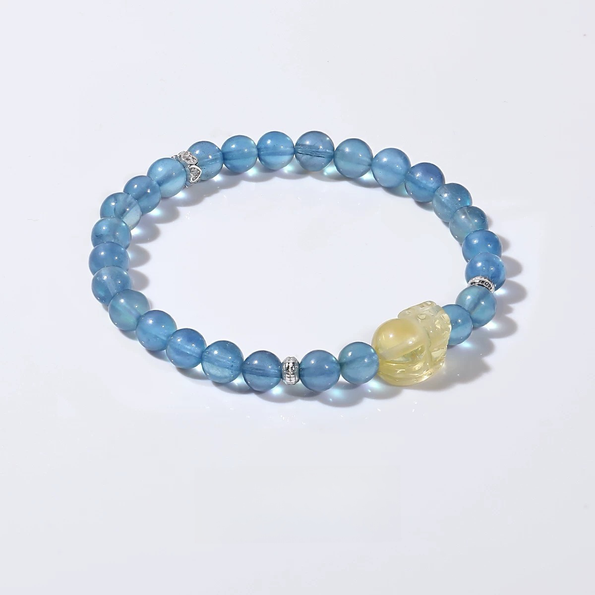 Natural Ice Devil Sea Blue Treasure Yellow Crystal Pixiu Bracelet - Natural Energy&Handmade