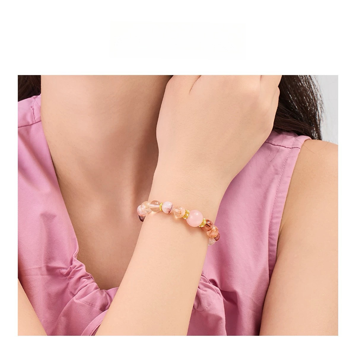 Red Crystal Pink Crystal Blessing Koi Bracelet - Natural Energy&Handmade