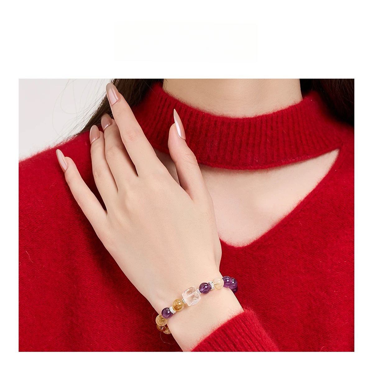 Yellow Tower Crystal Purple Crystal Lucky Wealth Bracelet - Natural Energy&Handmade