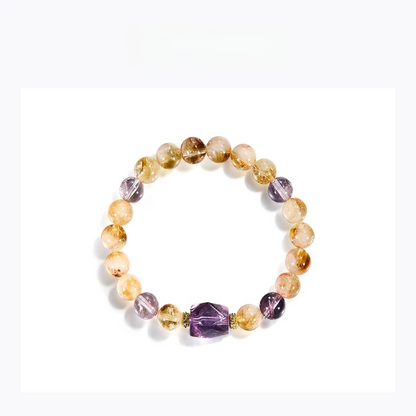 Yellow Tower Crystal Purple Crystal Lucky Wealth Bracelet - Natural Energy&Handmade