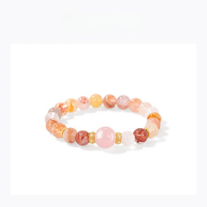 Red Crystal Pink Crystal Blessing Koi Bracelet - Natural Energy&Handmade