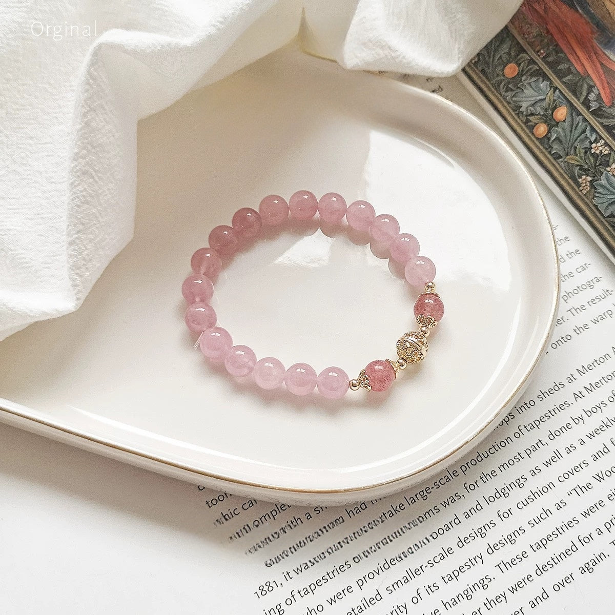 Natural Pink Crystal Peach Blossom Bracelet - Natural Energy&Handmade