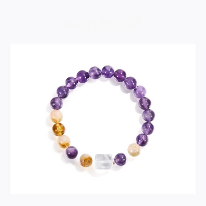Yellow Tower Crystal Purple Crystal Lucky Wealth Bracelet - Natural Energy&Handmade