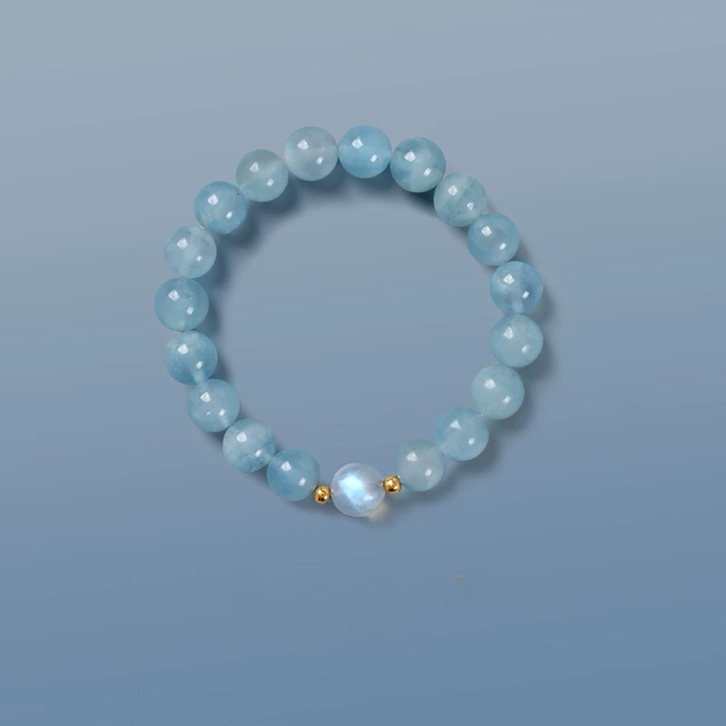 Natural Ice Ocean Blue Treasure Moonstone Bracelet - Natural Energy&Handmade