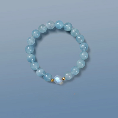 Natural Ice Ocean Blue Treasure Moonstone Bracelet - Natural Energy&Handmade