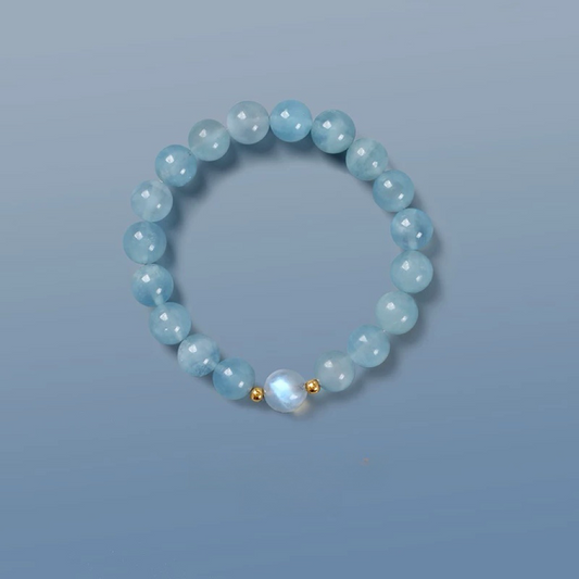 Natural Ice Ocean Blue Treasure Moonstone Bracelet - Natural Energy&Handmade