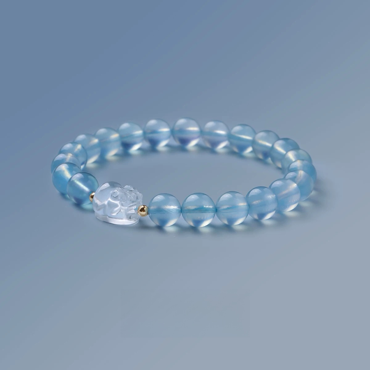 Natural Sea Blue Treasure White Crystal Bracelet - Natural Energy&Handmade