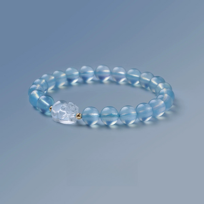 Natural Sea Blue Treasure White Crystal Bracelet - Natural Energy&Handmade