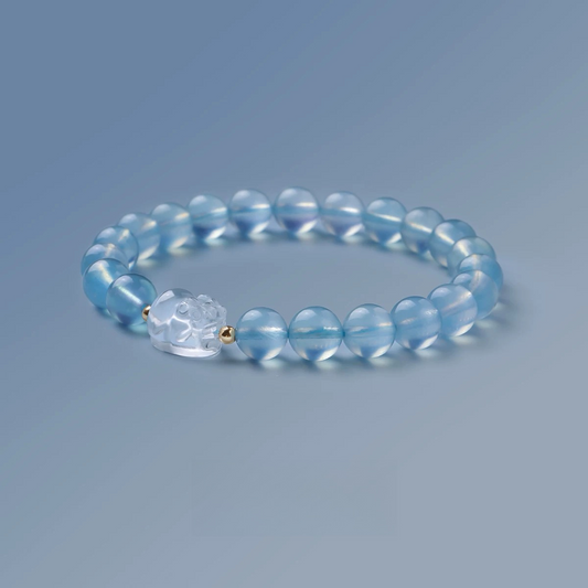 Natural Sea Blue Treasure White Crystal Bracelet - Natural Energy&Handmade