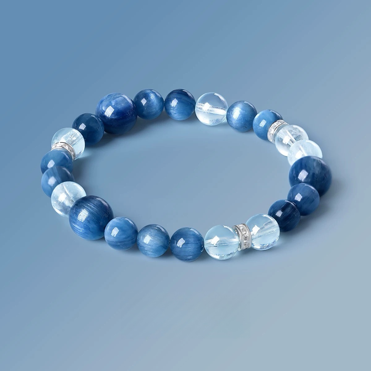 Natural Blue Crystal Sea Blue Treasure Cat Eye Bracelet - Natural Energy&Handmade