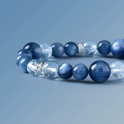 Natural Blue Crystal Sea Blue Treasure Cat Eye Bracelet - Natural Energy&Handmade
