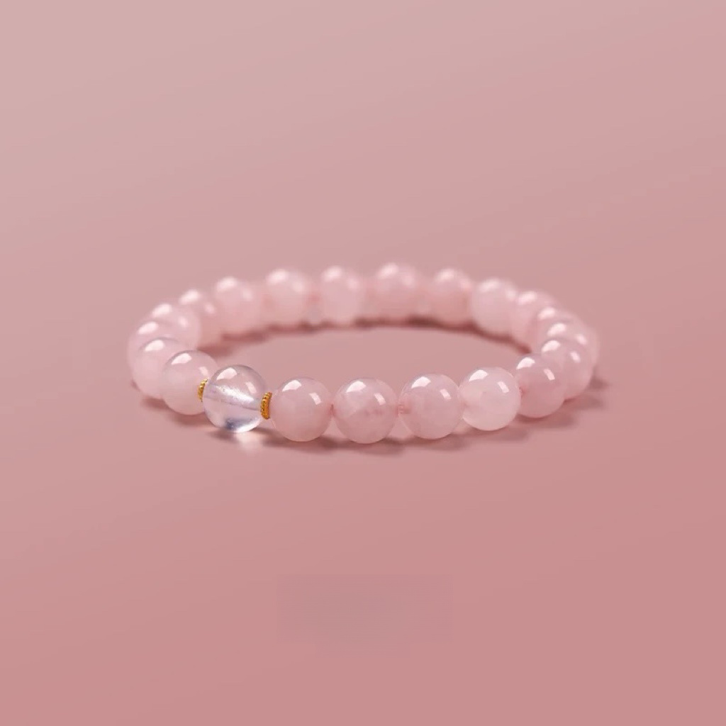 Natural Pink Crystal Moonstone Bracelet - Natural Energy&Handmade