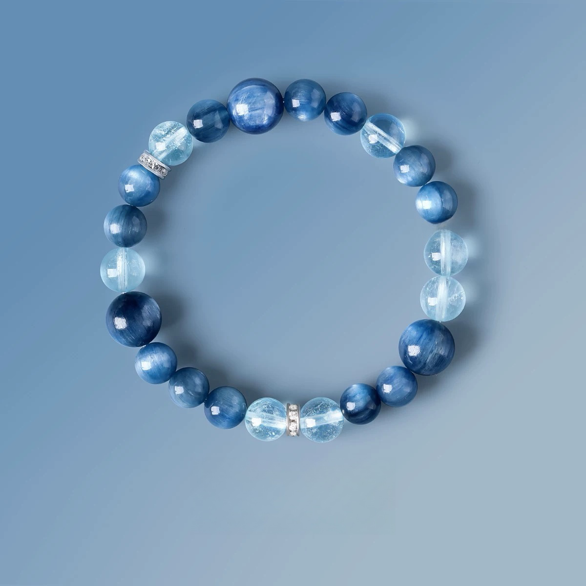 Natural Blue Crystal Sea Blue Treasure Cat Eye Bracelet - Natural Energy&Handmade