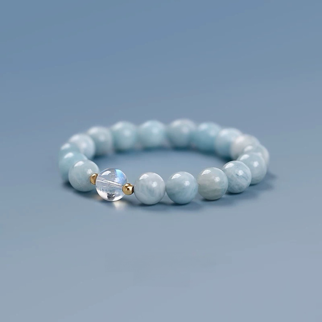 Natural Ice Ocean Blue Treasure Moonstone Bracelet - Natural Energy&Handmade