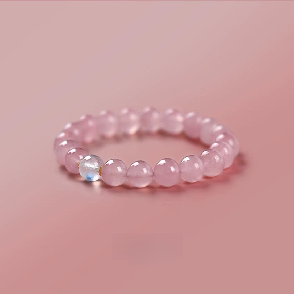 Natural Pink Crystal Moonstone Bracelet - Natural Energy&Handmade