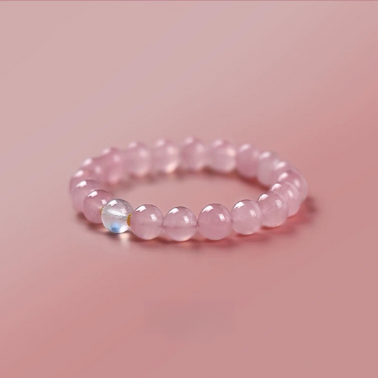Natural Pink Crystal Moonstone Bracelet - Natural Energy&Handmade