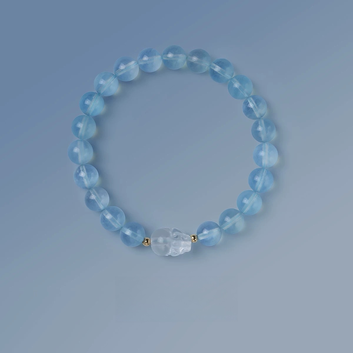 Natural Sea Blue Treasure White Crystal Bracelet - Natural Energy&Handmade