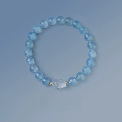 Natural Sea Blue Treasure White Crystal Bracelet - Natural Energy&Handmade