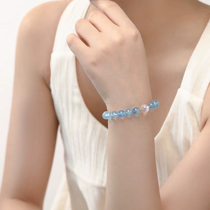 Natural Ice Ocean Blue Treasure Moonstone Bracelet - Natural Energy&Handmade