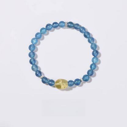 Natural Ice Devil Sea Blue Treasure Yellow Crystal Pixiu Bracelet - Natural Energy&Handmade