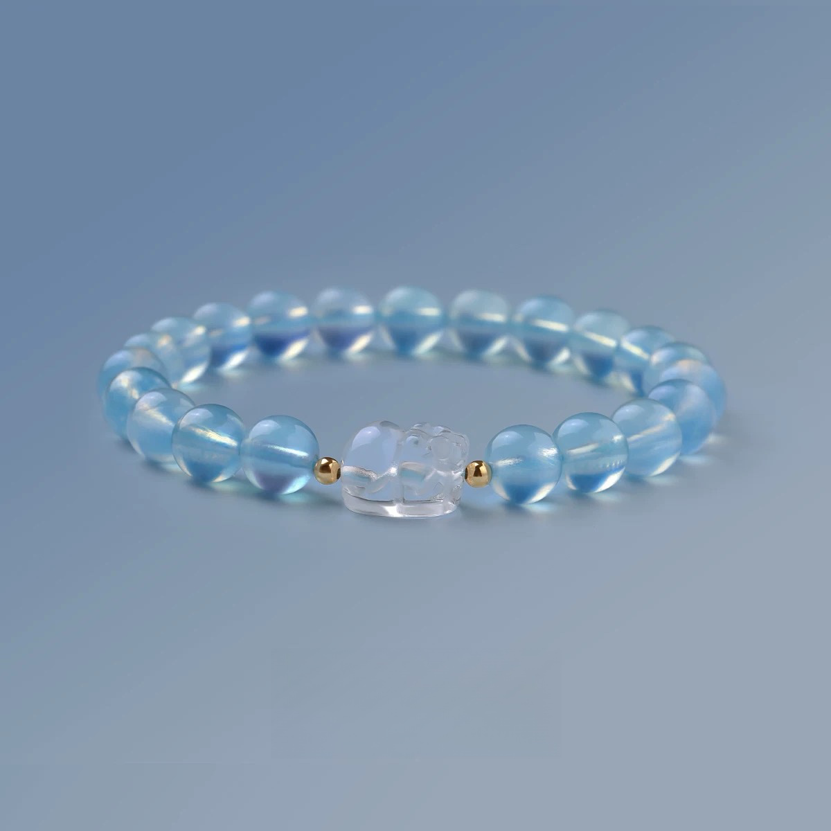 Natural Sea Blue Treasure White Crystal Bracelet - Natural Energy&Handmade