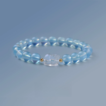 Natural Sea Blue Treasure White Crystal Bracelet - Natural Energy&Handmade