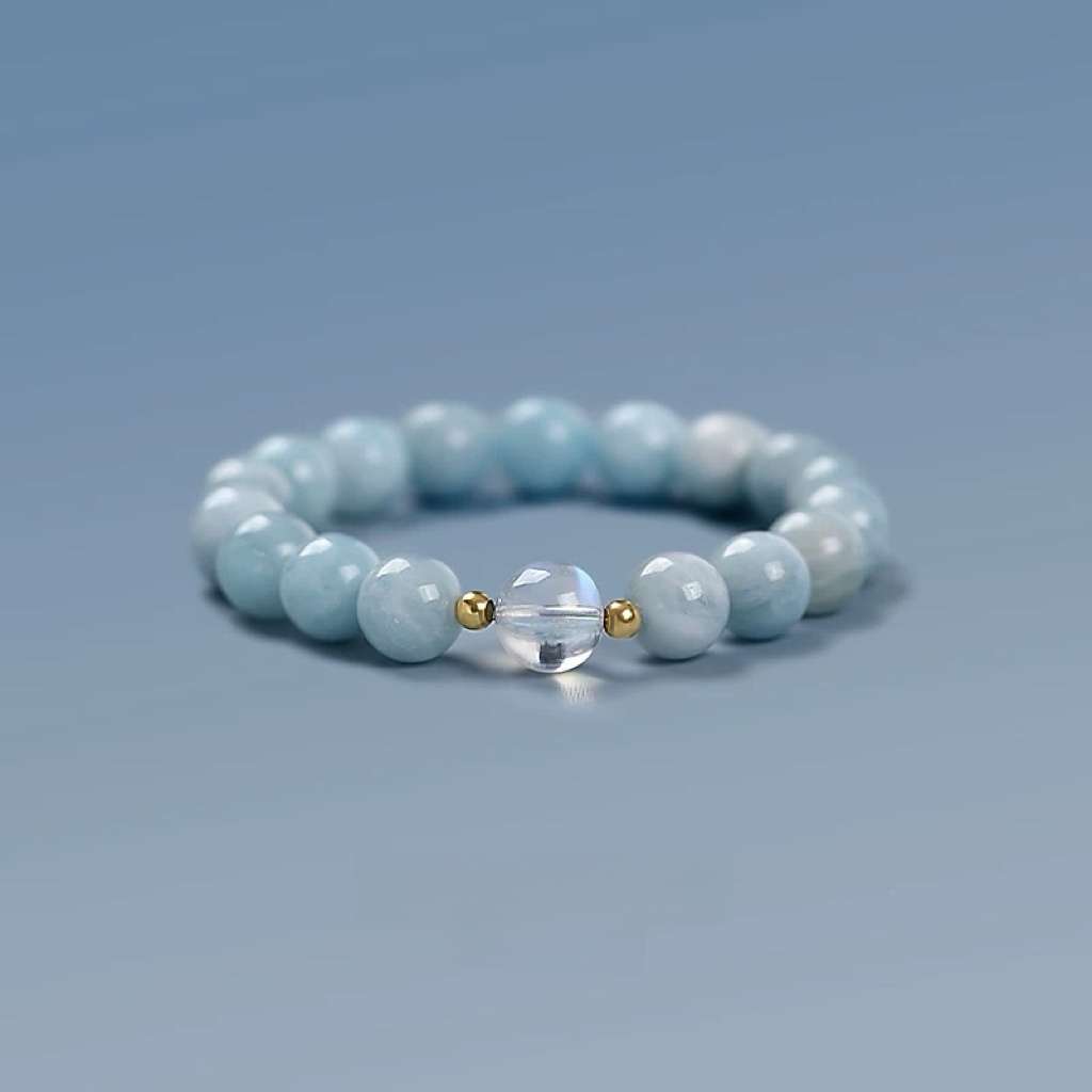 Natural Ice Ocean Blue Treasure Moonstone Bracelet - Natural Energy&Handmade