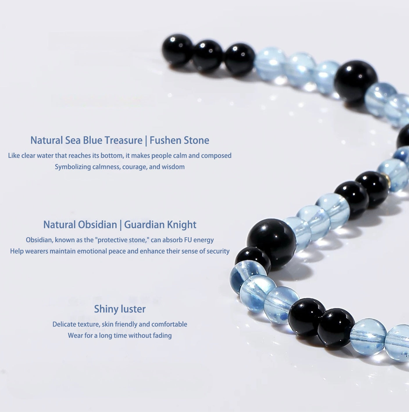 Natural 7A grade aquamarine obsidian bracelet - Natural Energy&Handmade