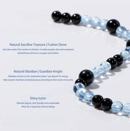 Natural 7A grade aquamarine obsidian bracelet - Natural Energy&Handmade