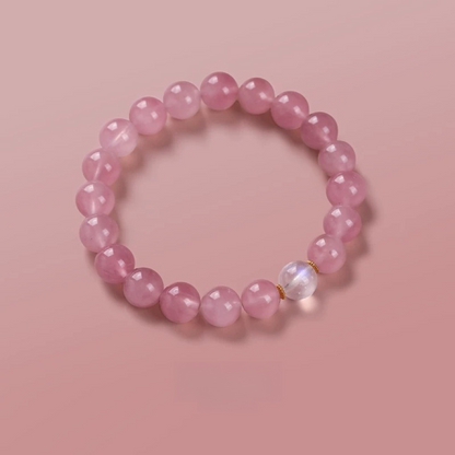 Natural Pink Crystal Moonstone Bracelet - Natural Energy&Handmade