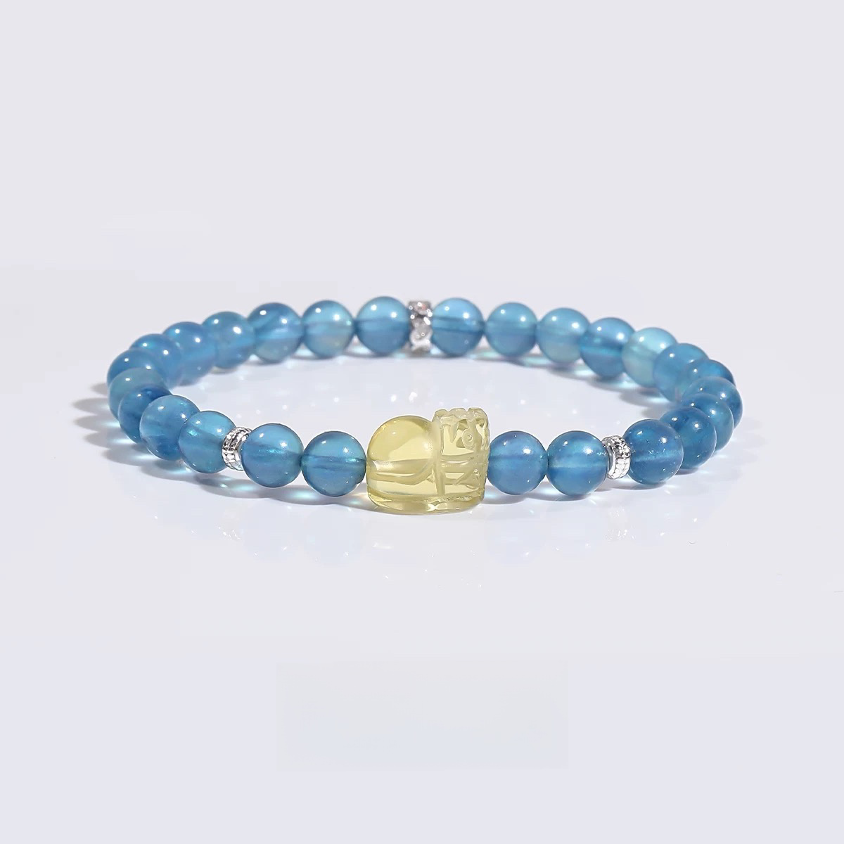 Natural Ice Devil Sea Blue Treasure Yellow Crystal Pixiu Bracelet - Natural Energy&Handmade